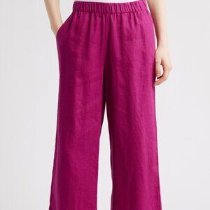 NWT Eileen Fisher SNGRA Organic Linen Wide Leg Pants